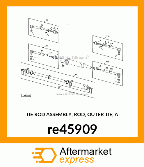 TIE ROD ASSEMBLY, ROD, OUTER TIE, A re45909