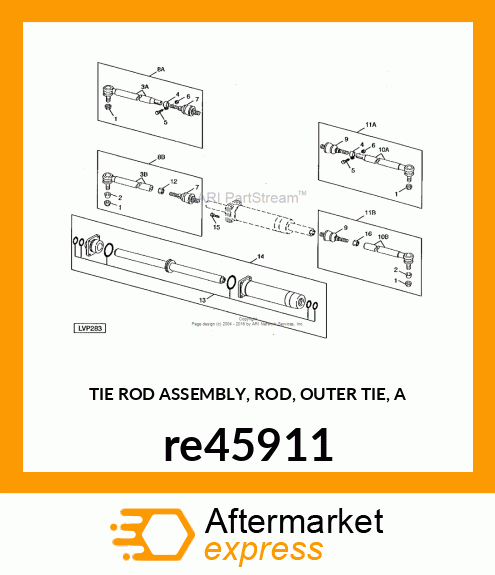 TIE ROD ASSEMBLY, ROD, OUTER TIE, A re45911