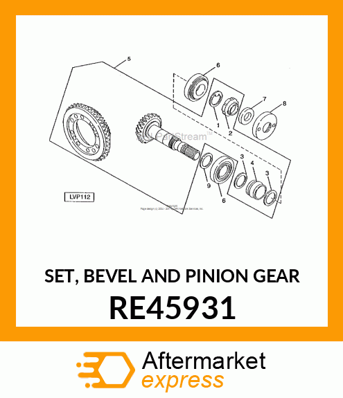 SET, BEVEL AND PINION GEAR RE45931