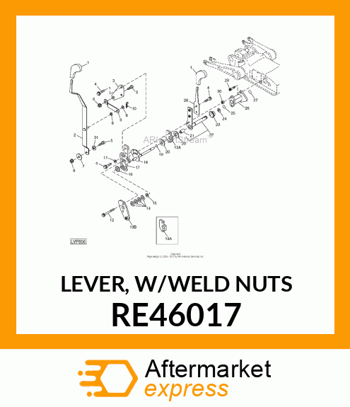 LEVER, W/WELD NUTS RE46017