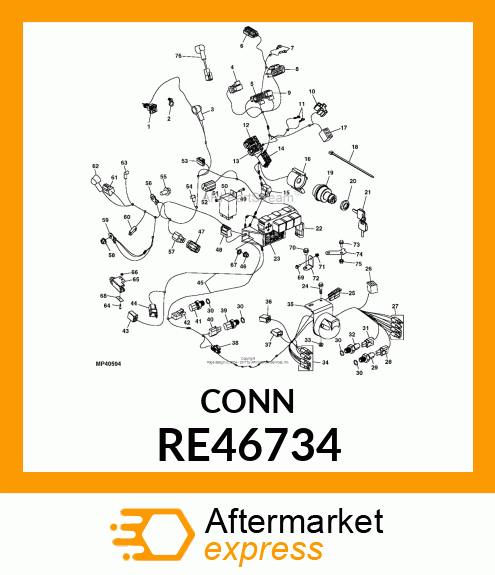 ELECT CONNECTOR ASSY, BLOWER RE46734