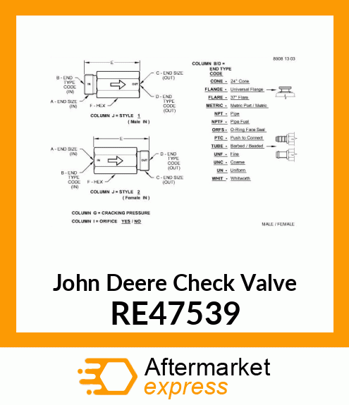 VALVE, CHECK RE47539