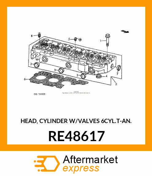 HEAD, CYLINDER W/VALVES 6CYL.T RE48617