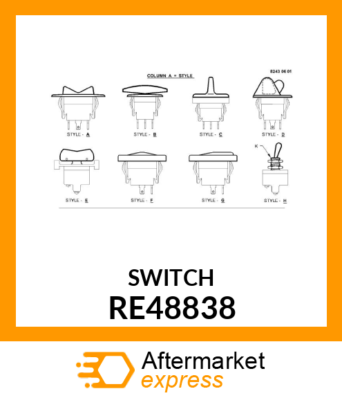 TOGGLE/ROCKER SWITCH, ROCKET RE48838