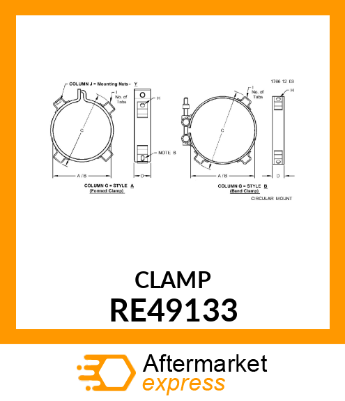 CLAMP, HEAT SHIELD RE49133