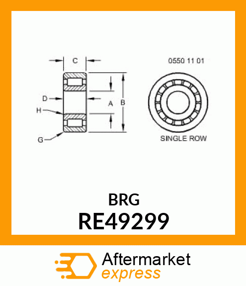 CYLINDRICAL ROLLER BEARING, CAGED RE49299