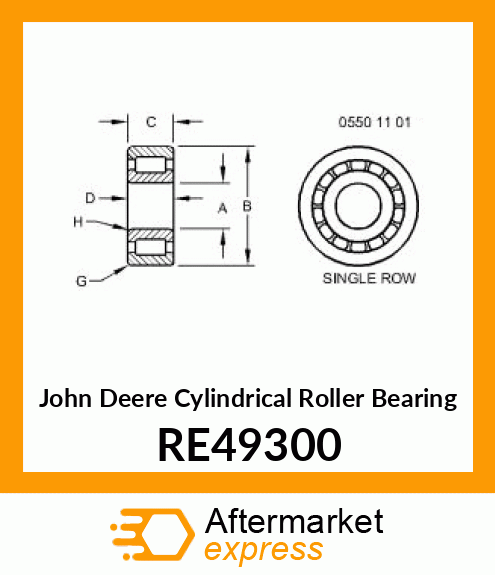 CYLINDRICAL ROLLER BEARING, CAGED RE49300