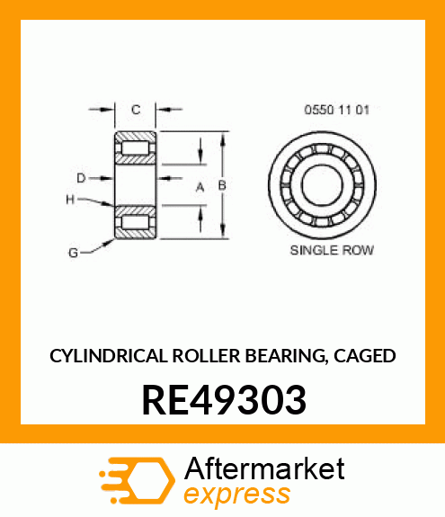 CYLINDRICAL ROLLER BEARING, CAGED RE49303