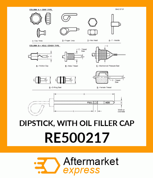 DIPSTICK, WITH OIL FILLER CAP RE500217