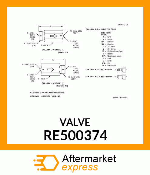 CONTROL VALVE RE500374