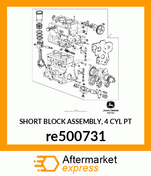 SHORT BLOCK ASSEMBLY, 4 CYL PT re500731