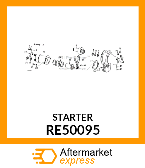 Starter Motor Kit - KIT, STARTING MOTOR AND SOLENOID RE50095