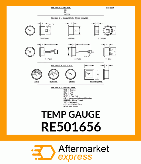 TEMPERATURE GAUGE RE501656