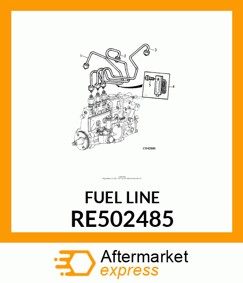 FUEL LINE, WITH CLAMPS RE502485