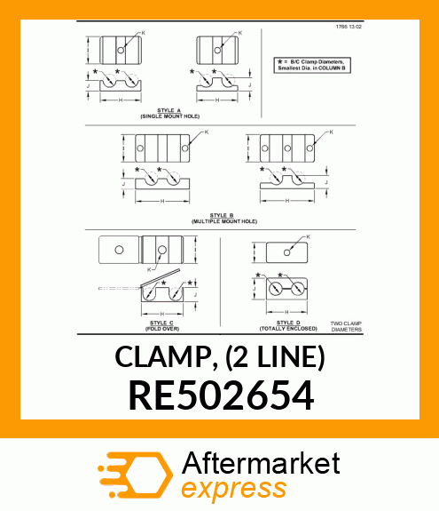 CLAMP, (2 LINE) RE502654