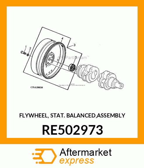 FLYWHEEL, STAT. BALANCED,ASSEMBLY RE502973