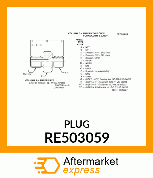 ADAPTER FITTING RE503059