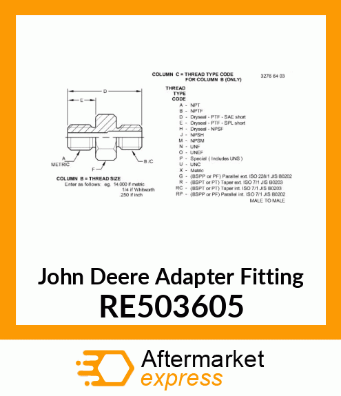 ADAPTER FITTING RE503605