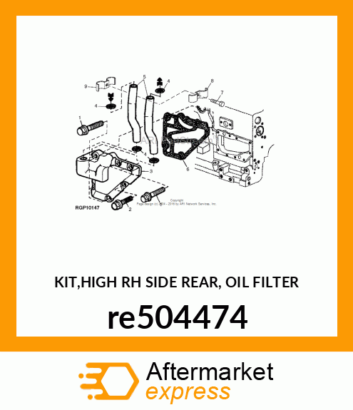 KIT,HIGH RH SIDE REAR, OIL FILTER re504474