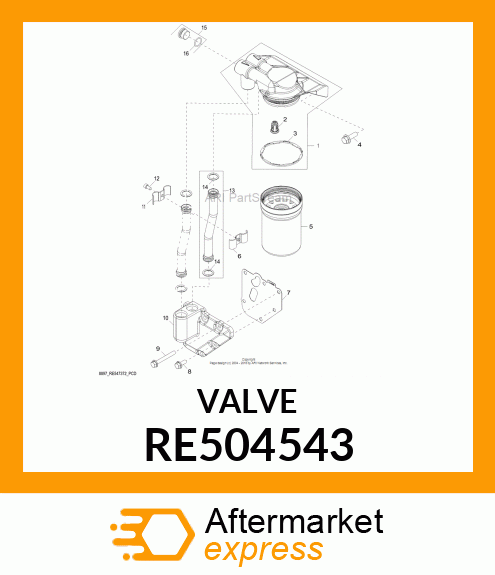 VALVE, OIL FILTER BYPASS RE504543