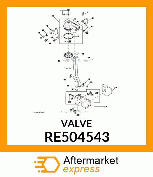 VALVE, OIL FILTER BYPASS RE504543