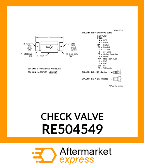 CHECK VALVE RE504549