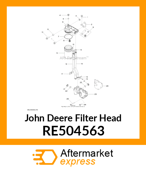 FILTER HEAD, OIL FILTER, HIGH MOUNT RE504563