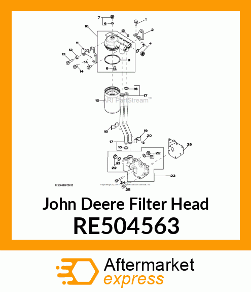 FILTER HEAD, OIL FILTER, HIGH MOUNT RE504563