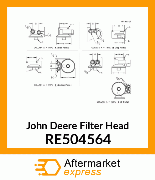 FILTER HEAD, HEADER ASSEMBLY RE504564