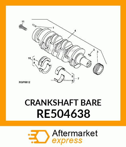 CRANKSHAFT,DYNAMICALLY BALANCED RE504638