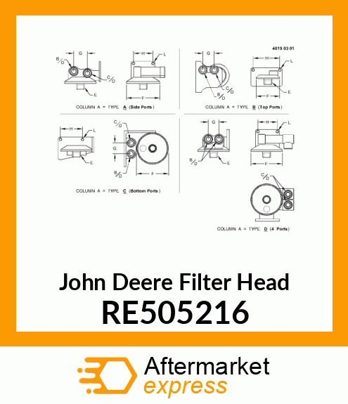 FILTER HEAD, OIL FILTER, ASSEMBLY RE505216