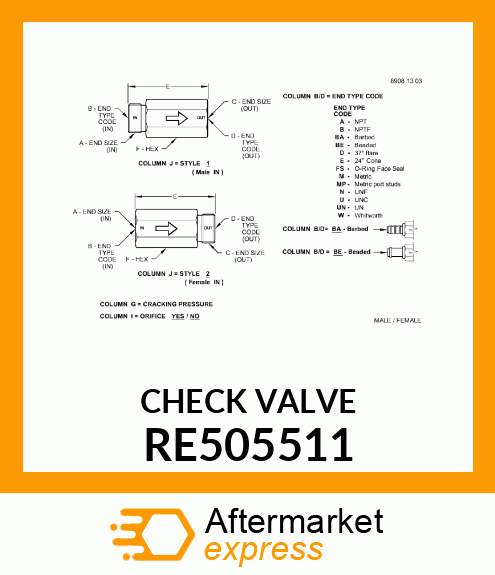 CHECK VALVE RE505511