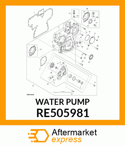 WATER PUMP, ASSEMBLY LOW FLOW RE505981