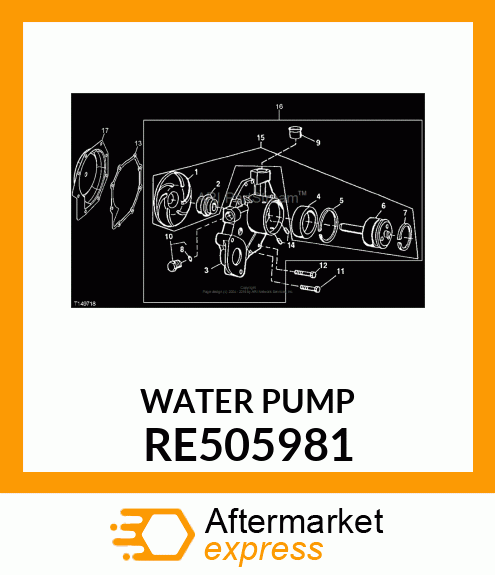 WATER PUMP, ASSEMBLY LOW FLOW RE505981