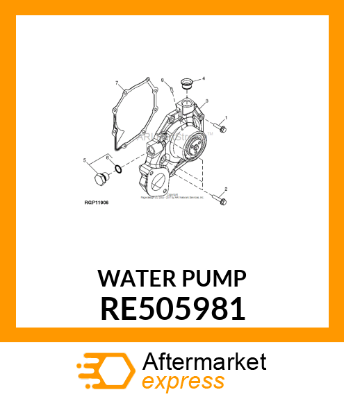 WATER PUMP, ASSEMBLY LOW FLOW RE505981