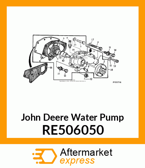 PUMP,WATER,LOWER,W/O PULLEY RE506050