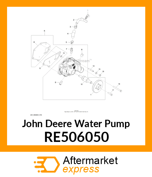 PUMP,WATER,LOWER,W/O PULLEY RE506050