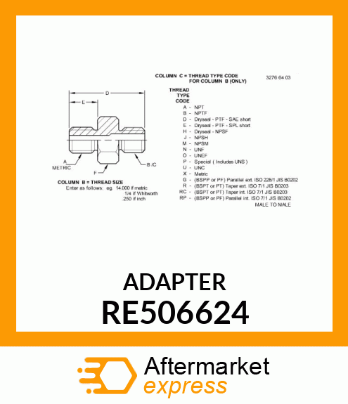 CONNECTOR WITH PACKING RE506624