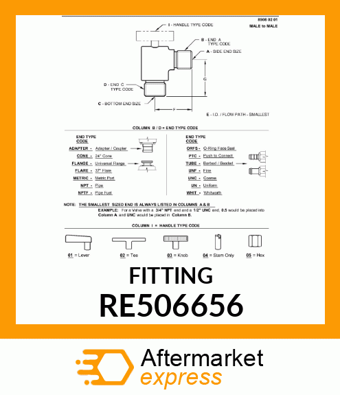 VALVE CROSS SWIVEL M22 FLAT SEAL RE506656