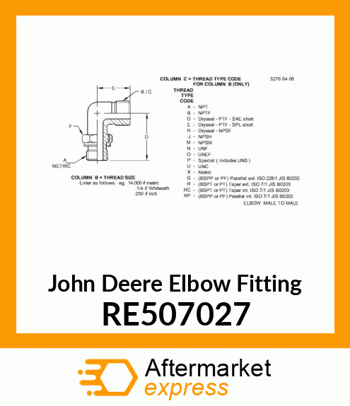 ELBOW FITTING RE507027