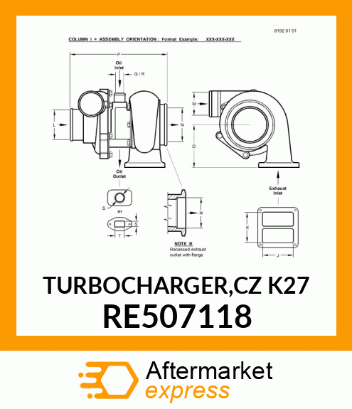 TURBOCHARGER,CZ K27 RE507118