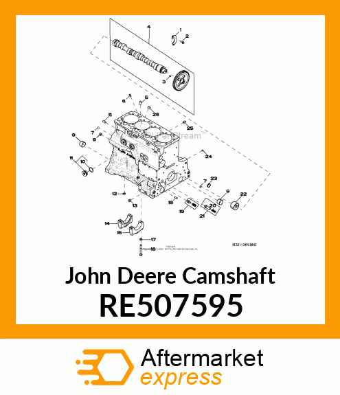 CAMSHAFT, CAMSHAFT WITH GEAR AND KE RE507595