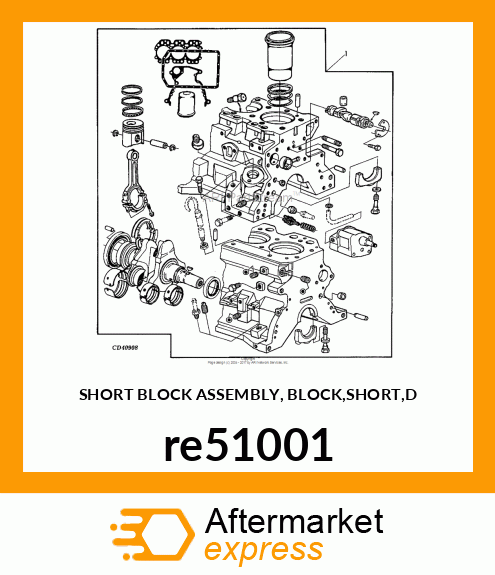 SHORT BLOCK ASSEMBLY, BLOCK,SHORT,D re51001