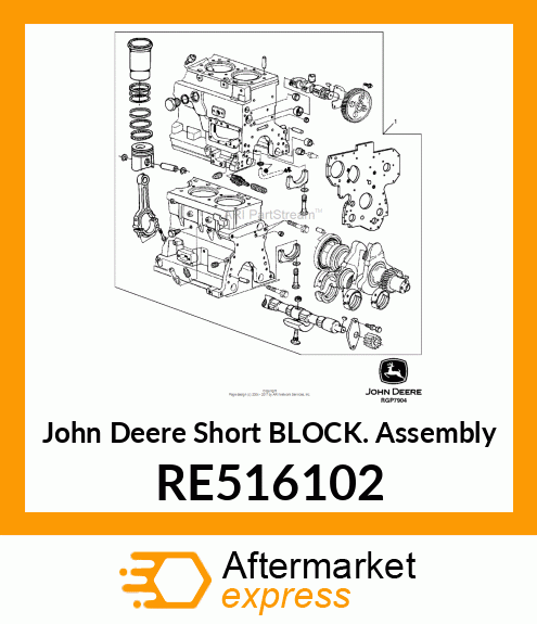 SHORT BLOCK ASSEMBLY, 4 CYL GRAY IR RE516102