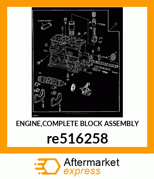 ENGINE,COMPLETE BLOCK ASSEMBLY re516258