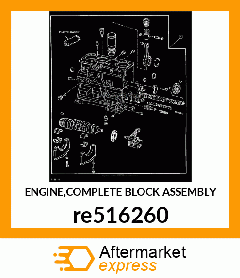 ENGINE,COMPLETE BLOCK ASSEMBLY re516260