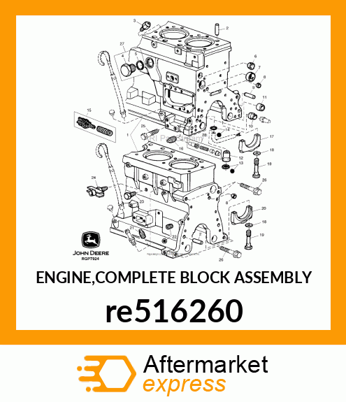 ENGINE,COMPLETE BLOCK ASSEMBLY re516260