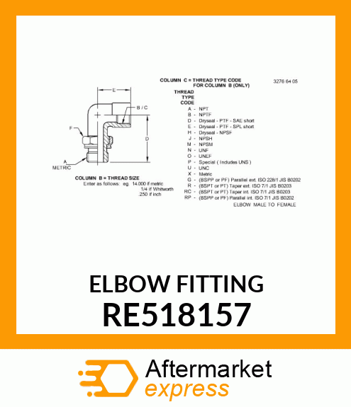 ELBOW FITTING RE518157