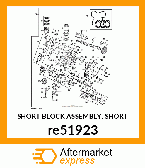 SHORT BLOCK ASSEMBLY, SHORT re51923