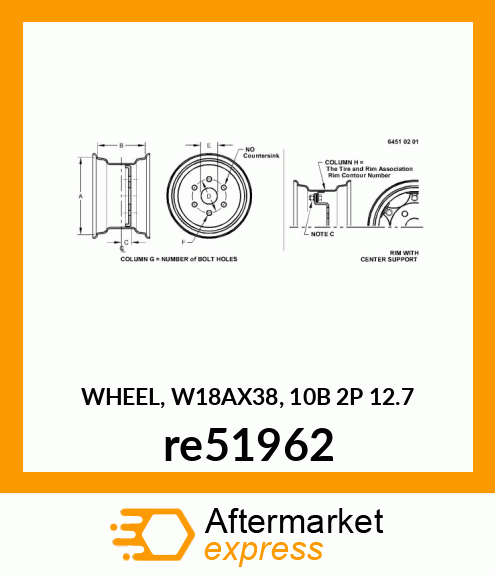 WHEEL, W18AX38, 10B 2P 12.7 re51962